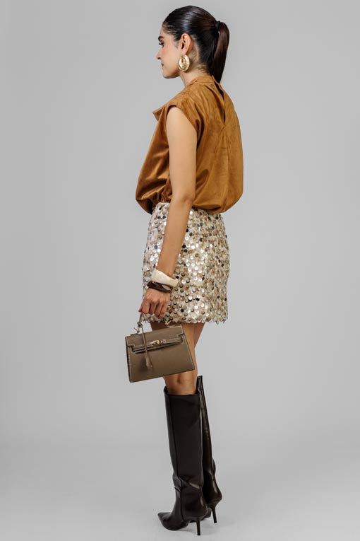 FALDA LENTEJUELA BEIGE