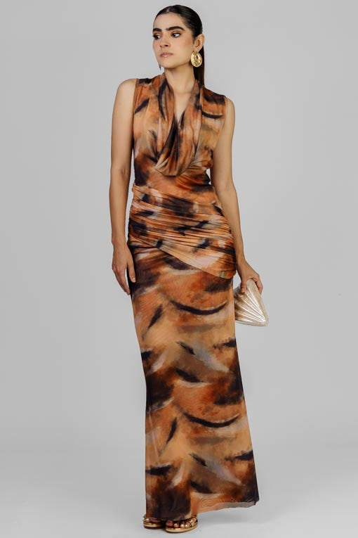 VESTIDO ESTAMPADO TONOS TIERRA