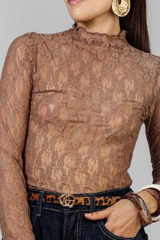 BLUSA ENCAJE TERRACOTA