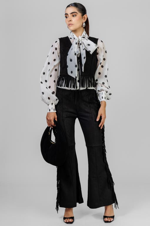 CONJUNTO GAMUZA FLECOS NEGRO