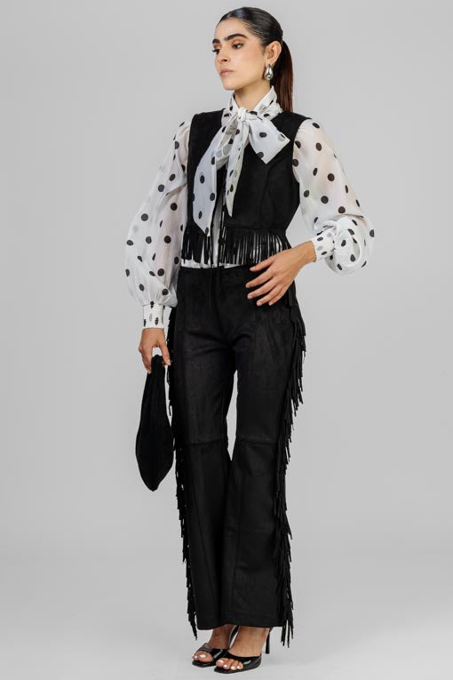 CONJUNTO GAMUZA FLECOS NEGRO