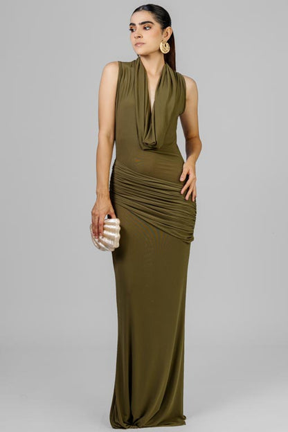 VESTIDO LARGO DRAPEADO