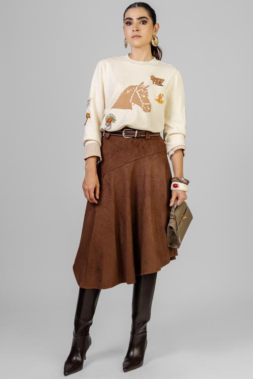 FALDA GAMUZA CINTO ZIGZAG