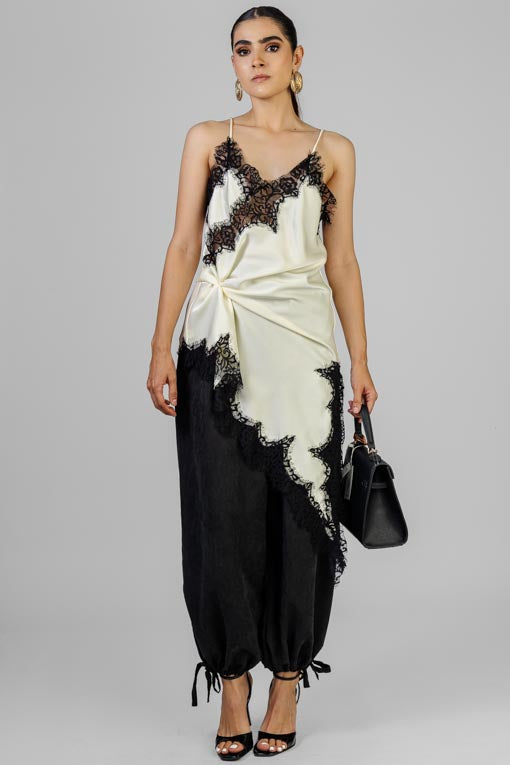 VESTIDO LENCERO ASIMETRICO