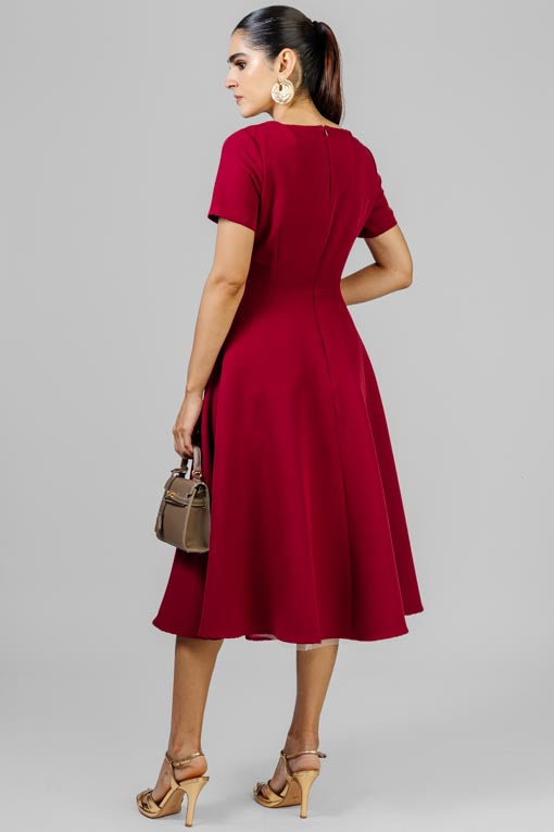 VESTIDO BURGUNDY ROSAS