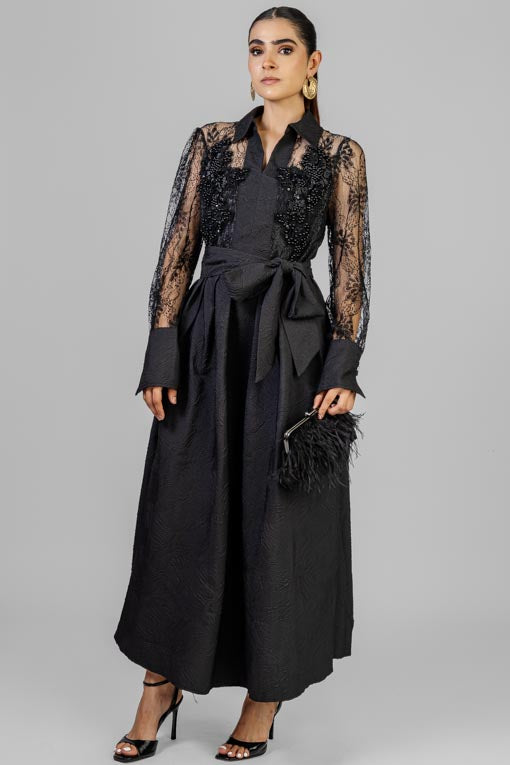 VESTIDO ENCAJE CON PERLAS