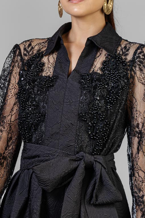 VESTIDO ENCAJE CON PERLAS