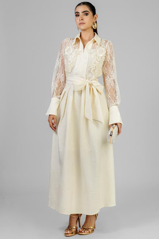 VESTIDO ENCAJE CON PERLAS