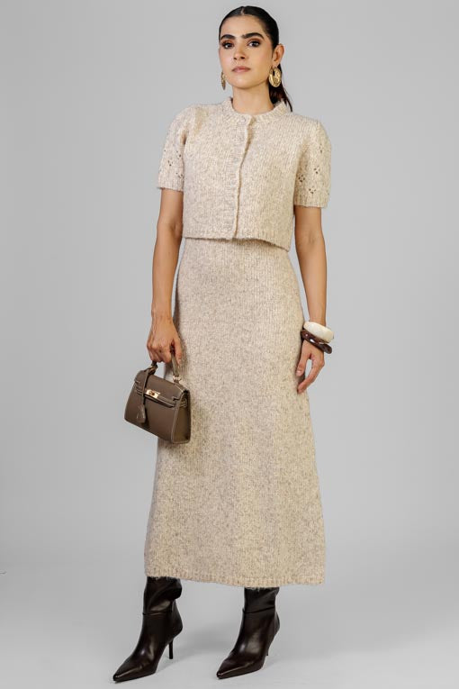 VESTIDO Y BLUSA TEJIDO BEIGE