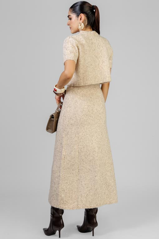 VESTIDO Y BLUSA TEJIDO BEIGE