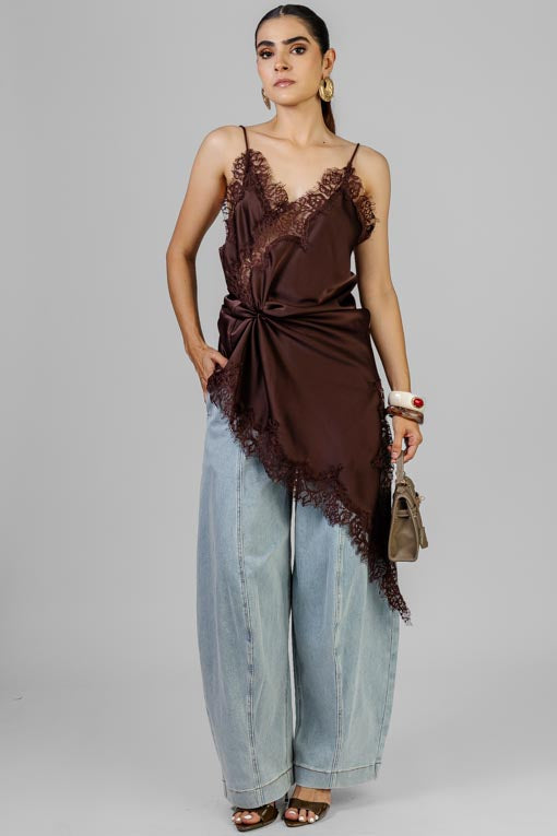 VESTIDO LENCERO ASIMETRICO