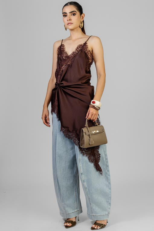 VESTIDO LENCERO ASIMETRICO