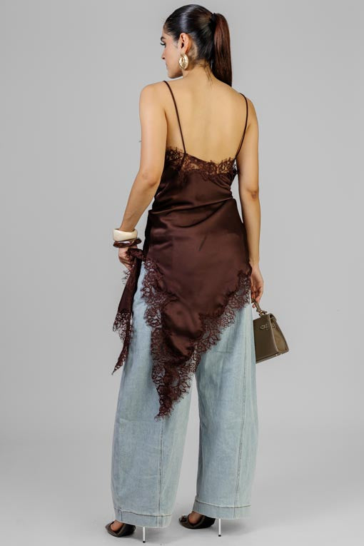 VESTIDO LENCERO ASIMETRICO