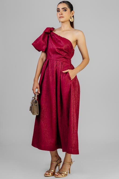 VESTIDO MANGA ABULLONADA