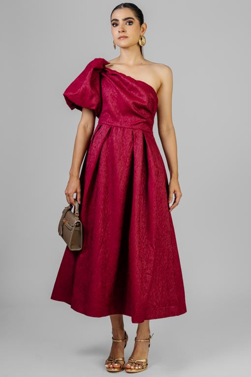 VESTIDO MANGA ABULLONADA
