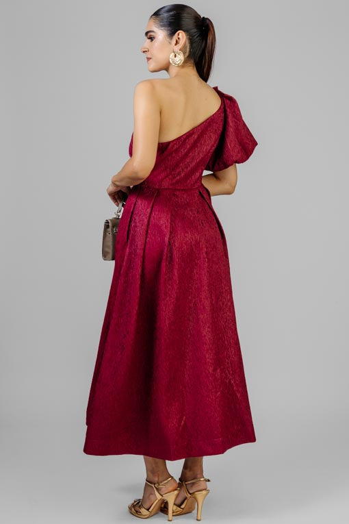 VESTIDO MANGA ABULLONADA