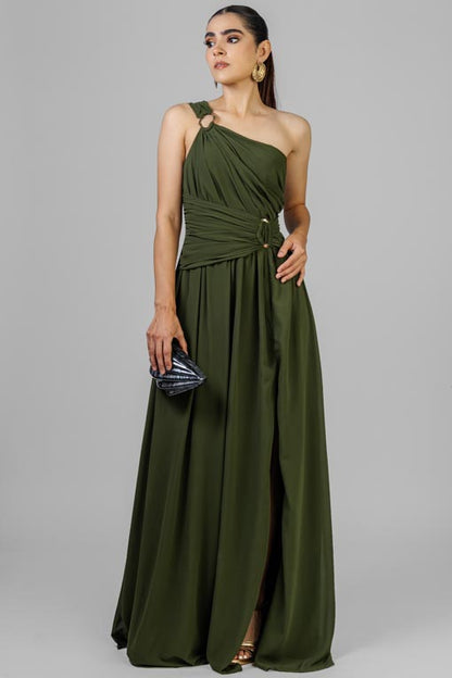 VESTIDO ASIMETRICO HEBILLA