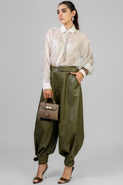 PANTALON VERDE VINIPIEL