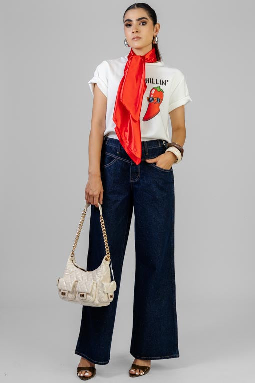 PANTALON DENIM HEBILLAS COSTADO