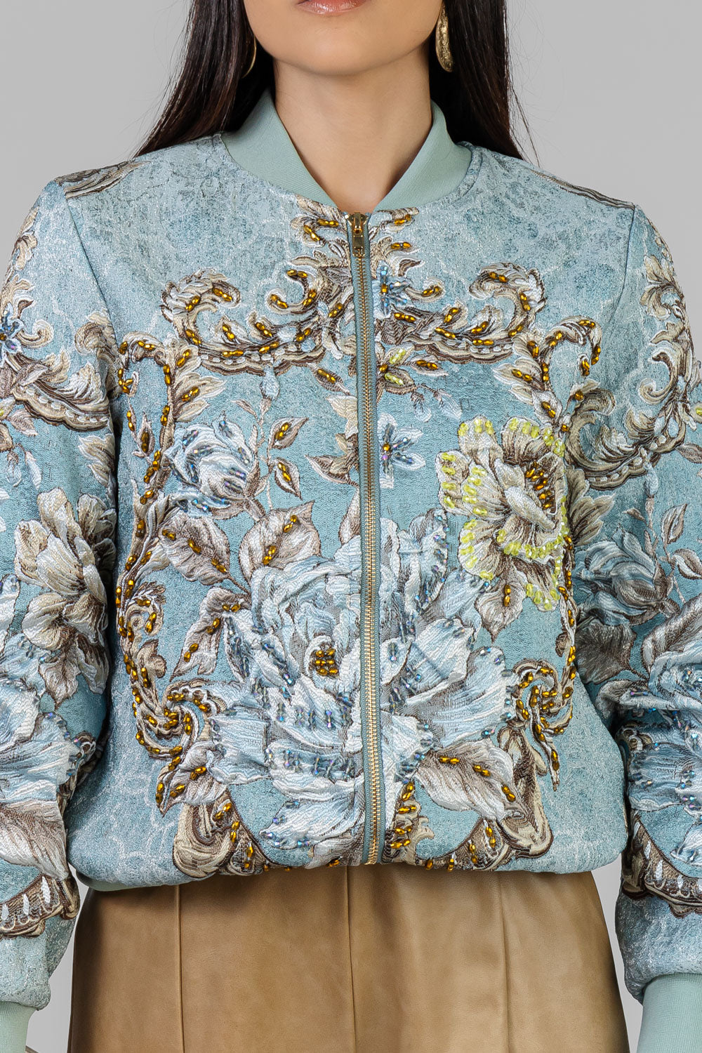 CHAQUETA BOMBER BORDADA AZUL