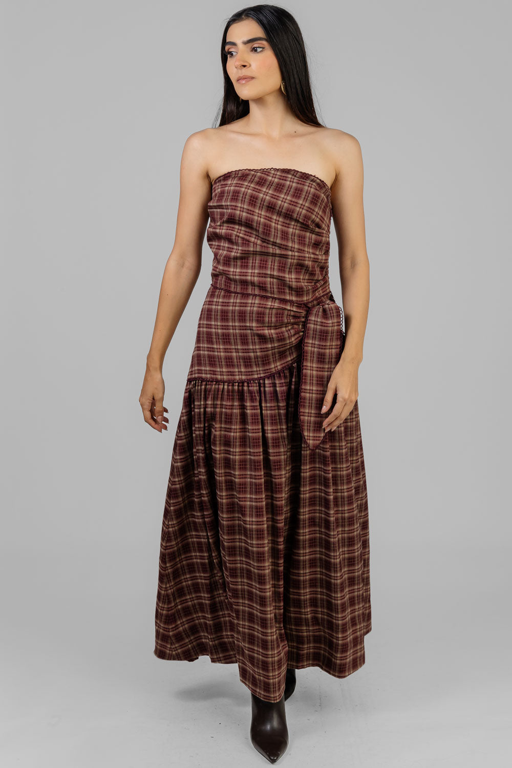 VESTIDO TARTAN STRAPLESS