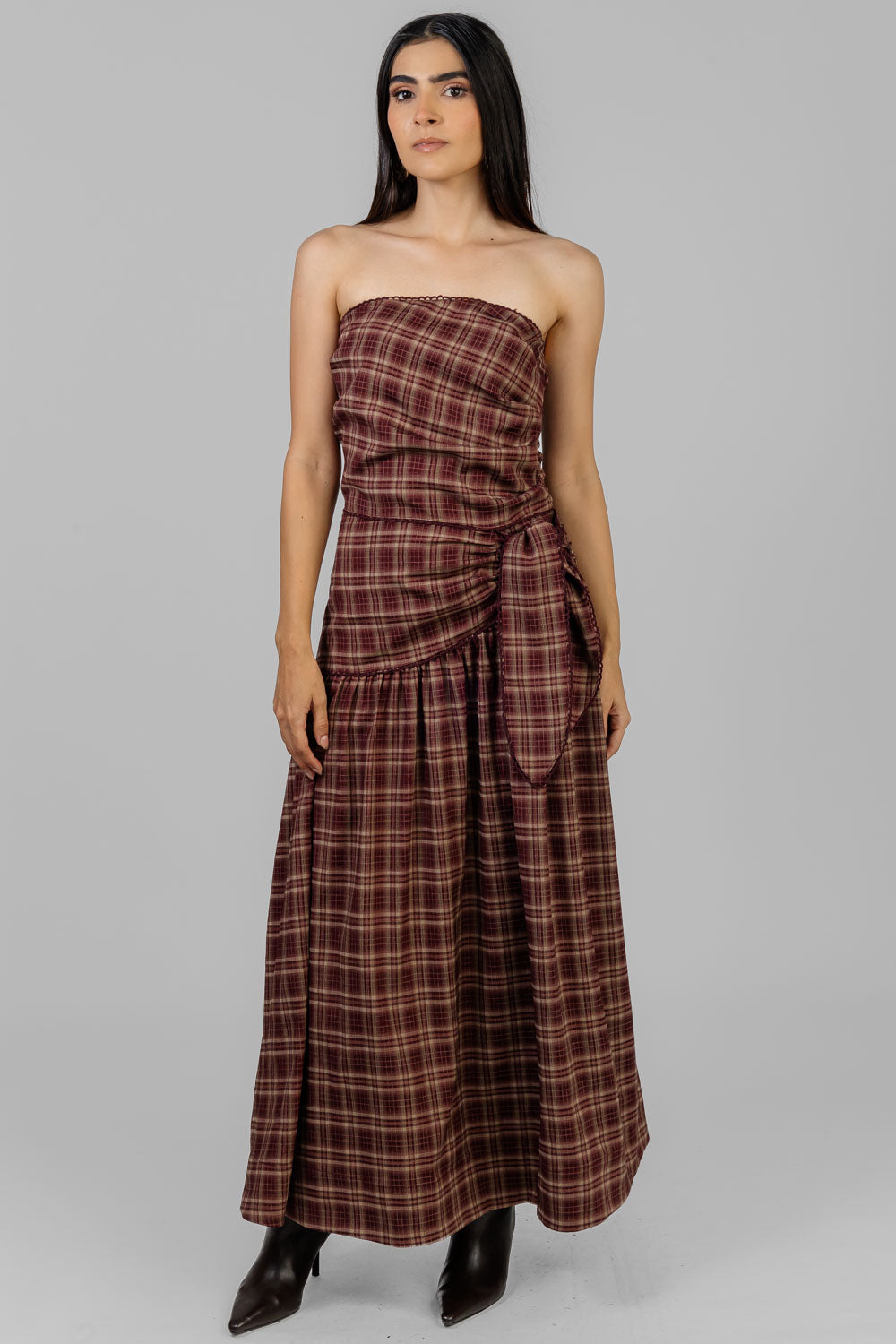 VESTIDO TARTAN STRAPLESS