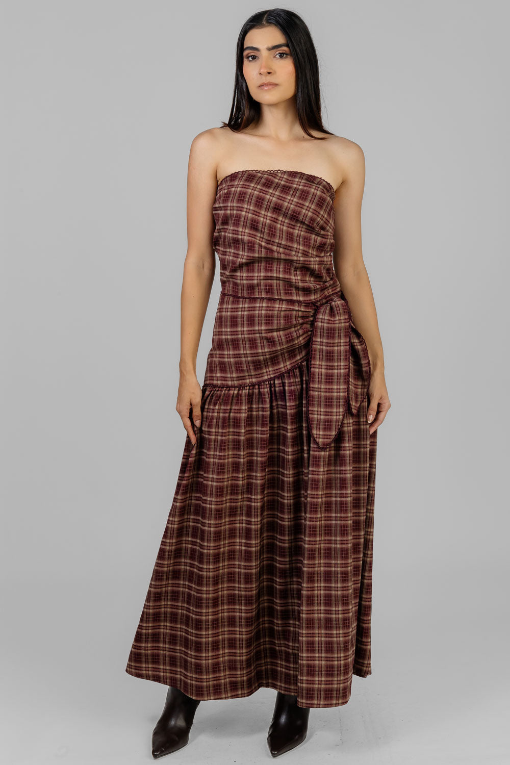 VESTIDO TARTAN STRAPLESS