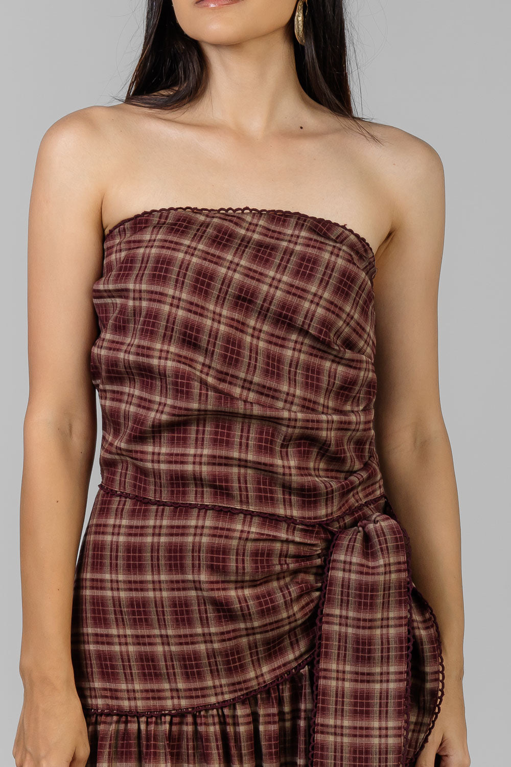 VESTIDO TARTAN STRAPLESS