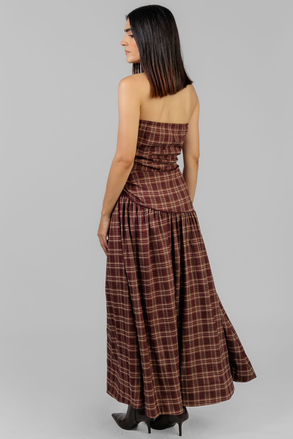 VESTIDO TARTAN STRAPLESS