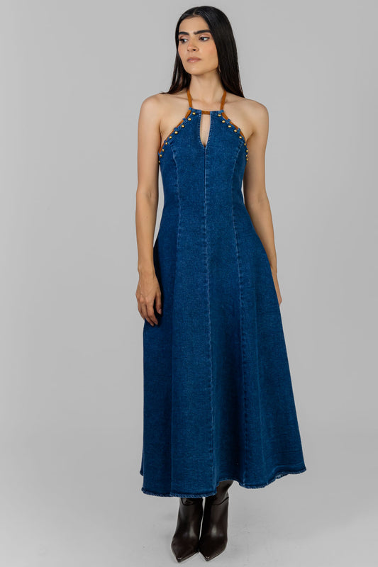 VESTIDO DENIM HALTER