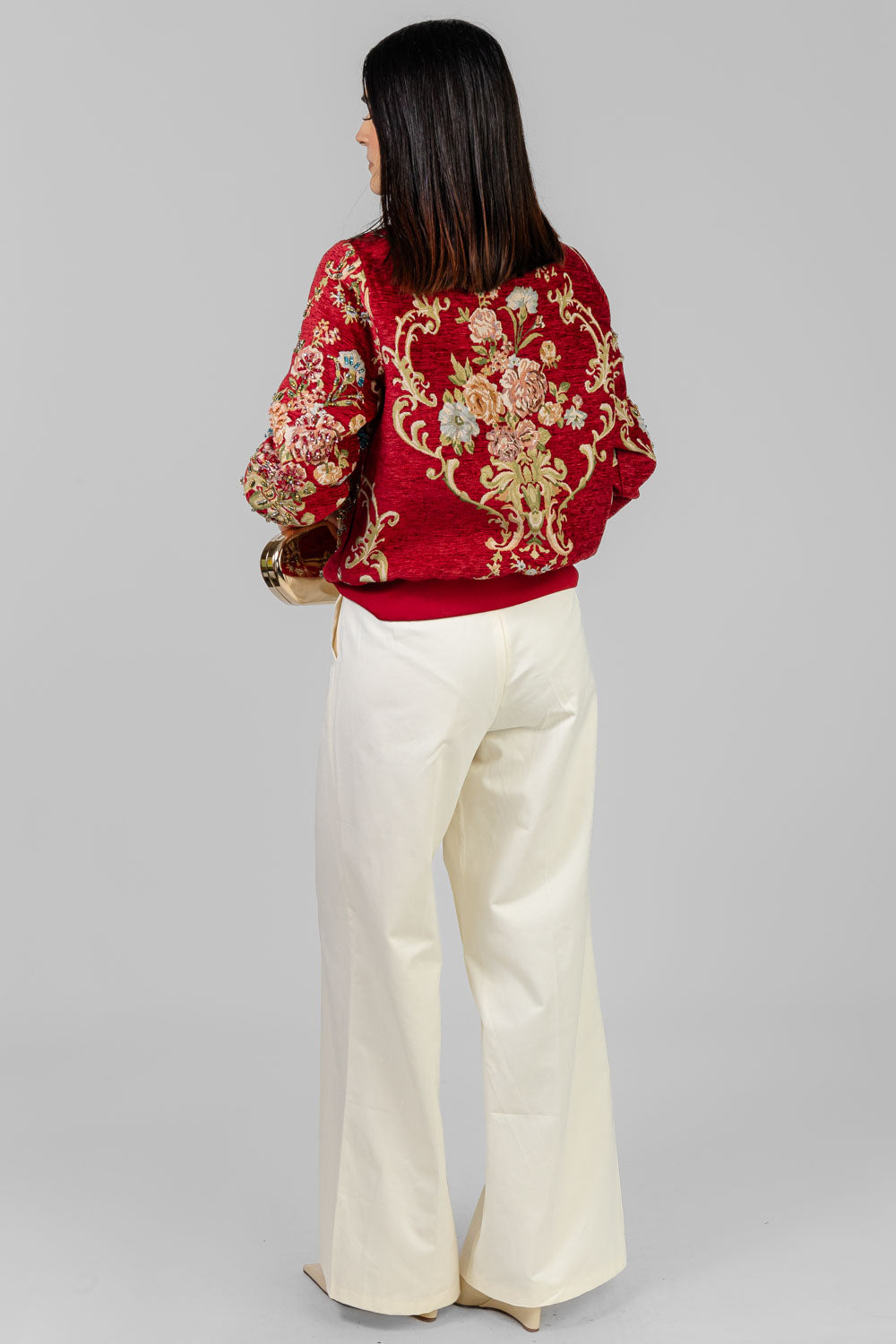 CHAQUETA BOMBER BORDADA ROJA