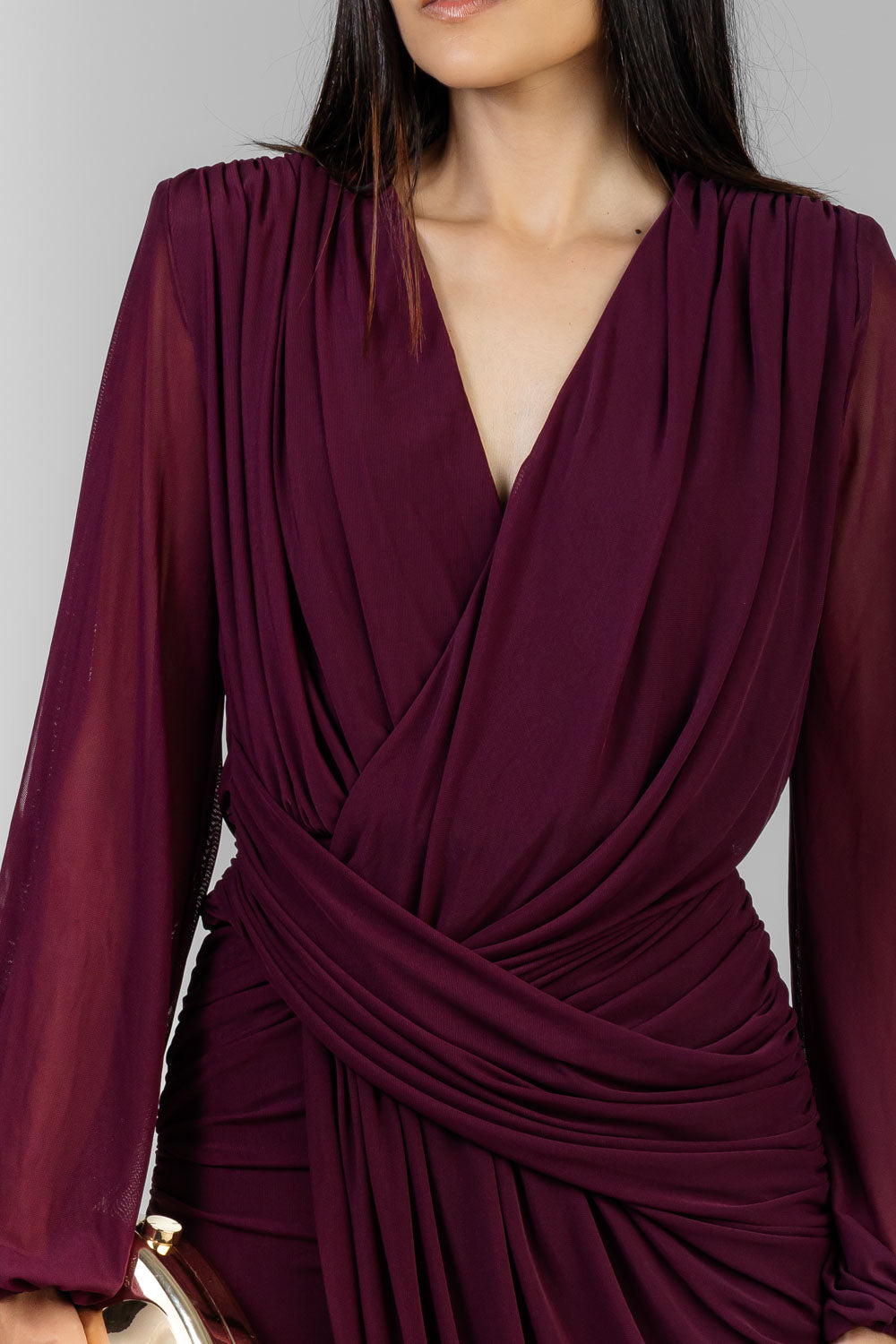 VESTIDO DRAPEADO VINO