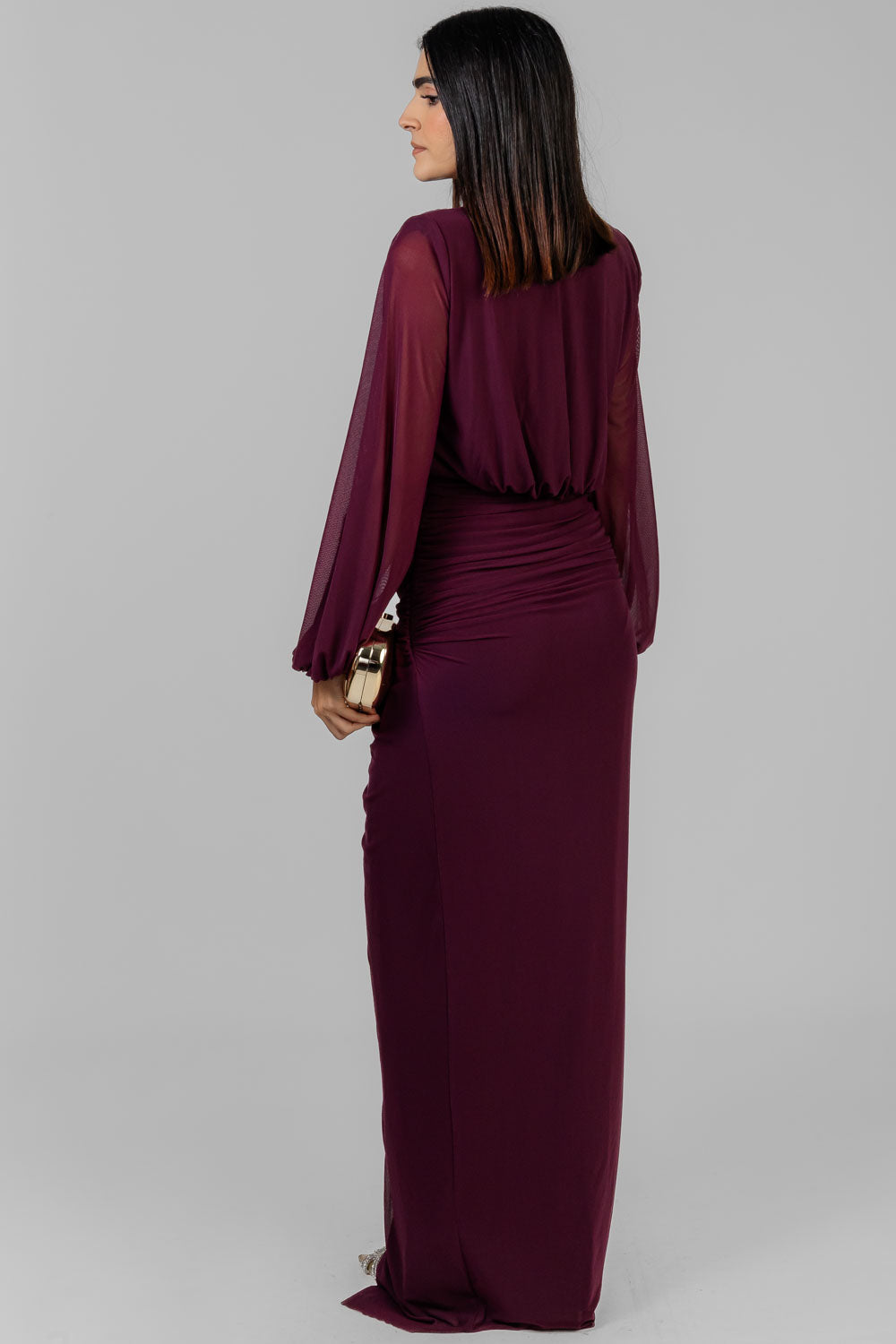 VESTIDO DRAPEADO VINO