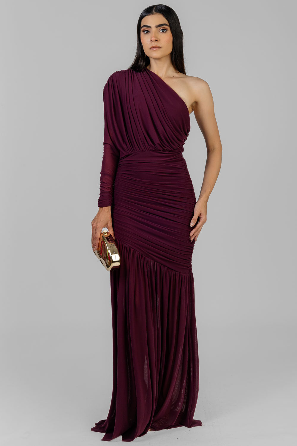 VESTIDO VINO DRAPEADO