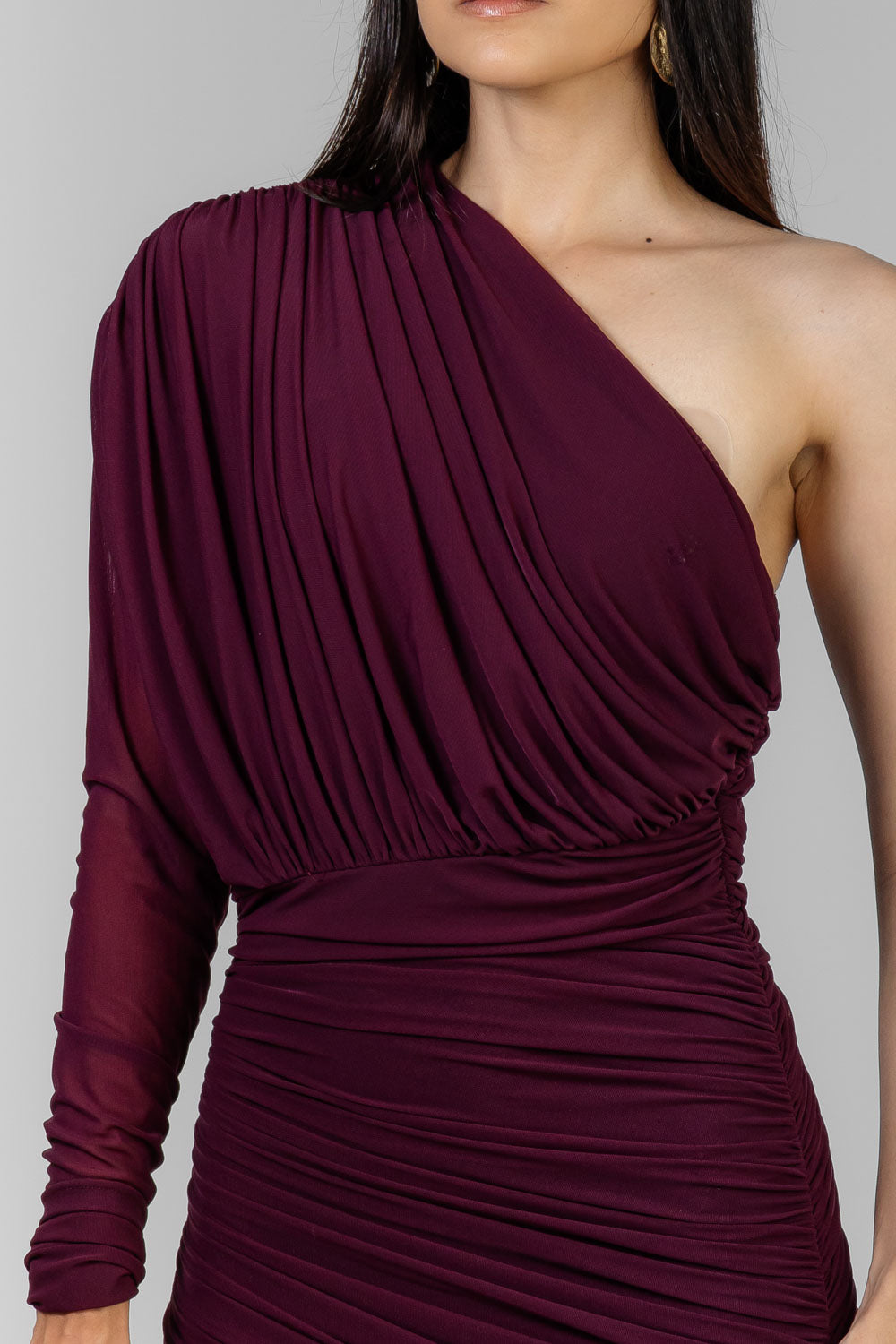 VESTIDO VINO DRAPEADO