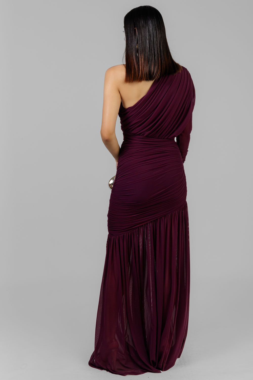 VESTIDO VINO DRAPEADO