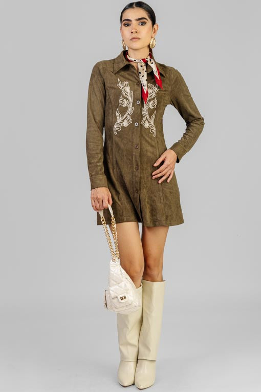 VESTIDO GAMUZA BORDADO