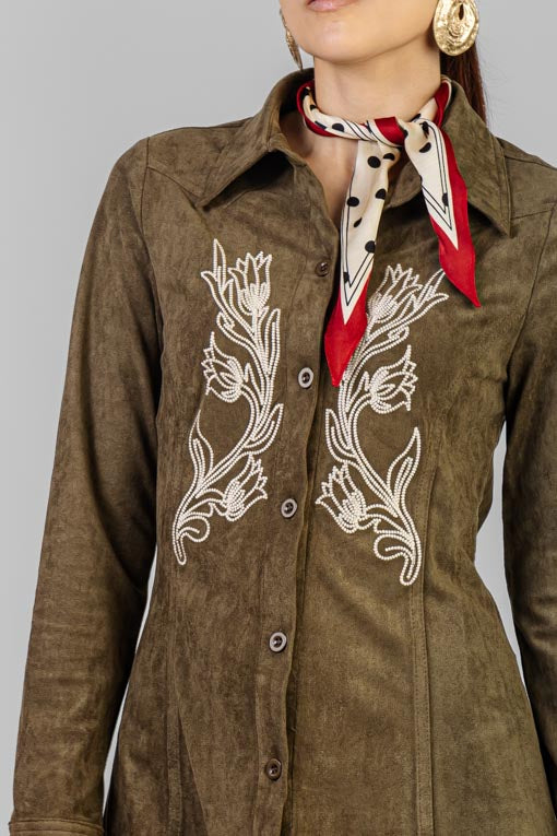 VESTIDO GAMUZA BORDADO