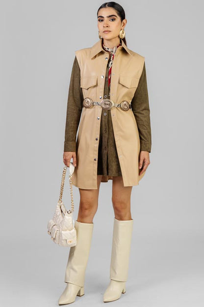 CHALECO LARGO VINIPIEL