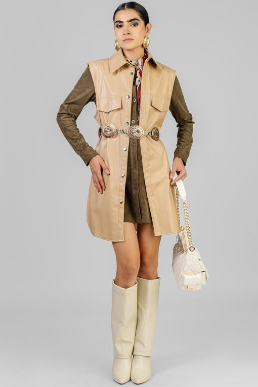 CHALECO LARGO VINIPIEL