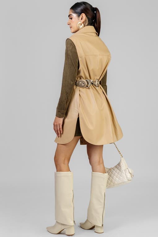 CHALECO LARGO VINIPIEL