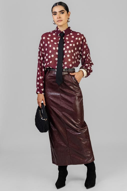 FALDA RECTA CON CINTO NEGRO