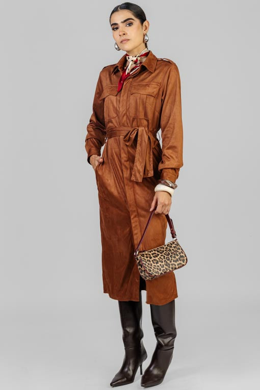 VESTIDO GAMUZA CAMISERO