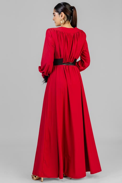 VESTIDO DRAPEADO CINTO NEGRO