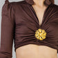 CONJUNTO TOP BROCHE DORADO