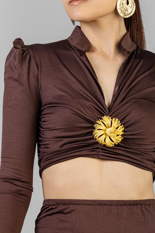 CONJUNTO TOP BROCHE DORADO