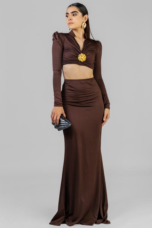 CONJUNTO TOP BROCHE DORADO