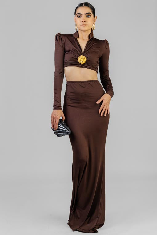 CONJUNTO TOP BROCHE DORADO