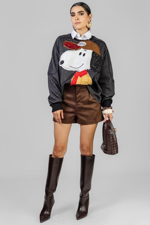 SUDADERA GRIS CARICATURA