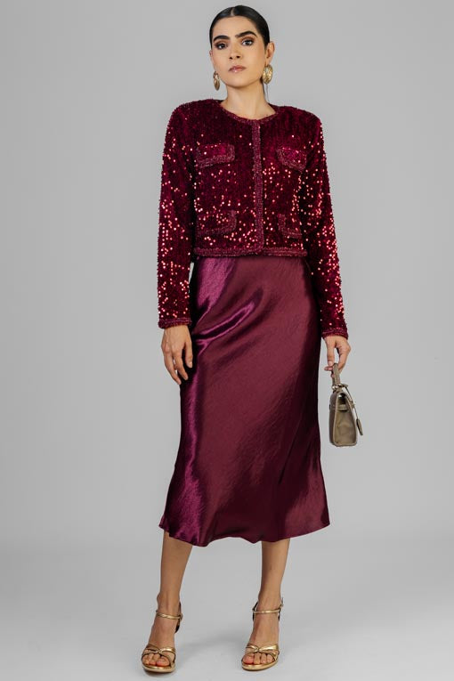 CHAQUETA LENTEJUELA BURGUNDY